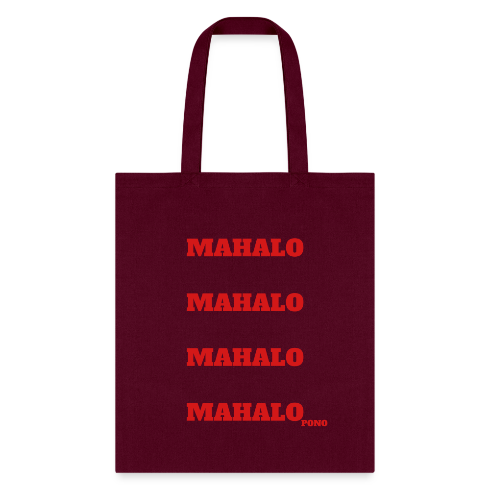 Mahalo Tote Bag - burgundy